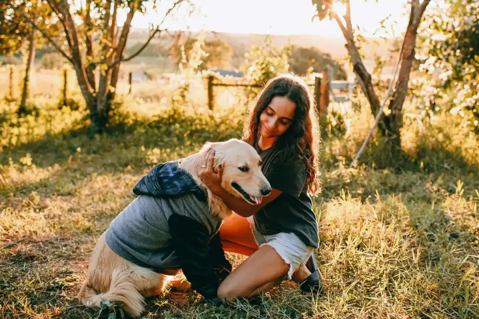 Dog owner at home