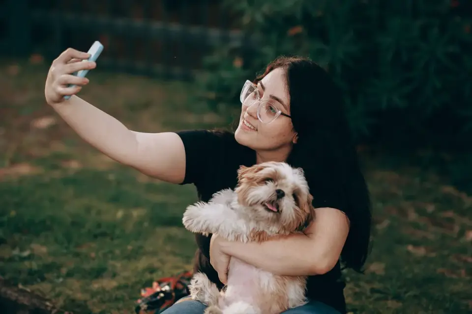 Dog with an owner at home